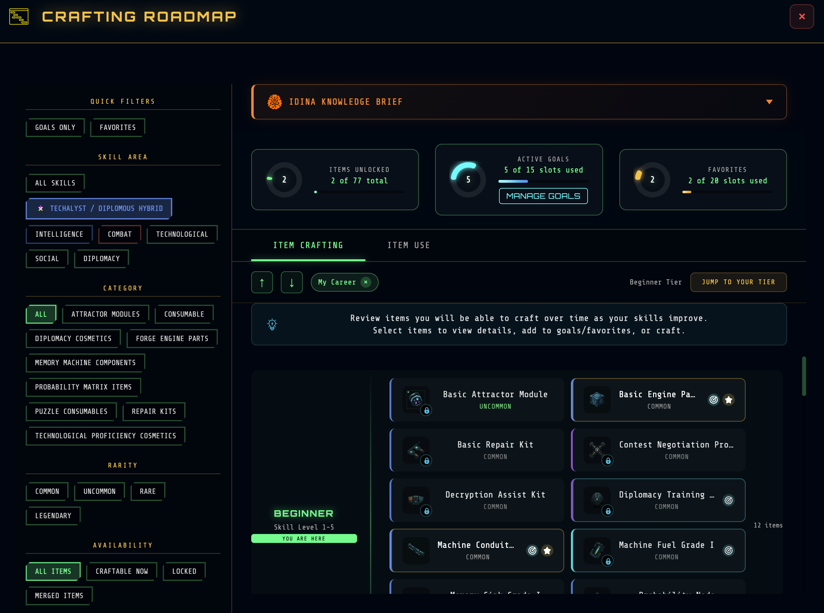 Crafting Roadmap View